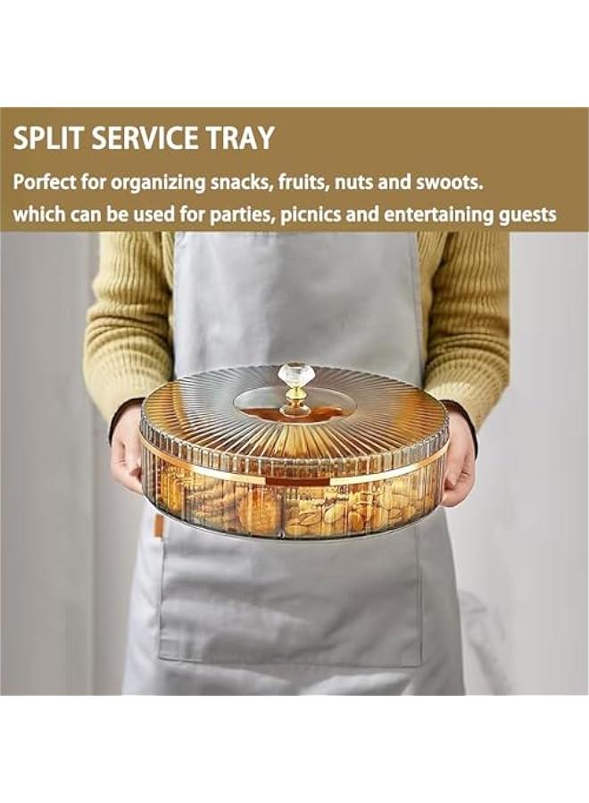 10 Inch Split Serving Tray with Lid - Snack Box Deli Container for Parties, Entertaining, Picnics - Portable Snack Platter Organize Candy, Fruit, Nuts, Snacks (Gold) - Image 5