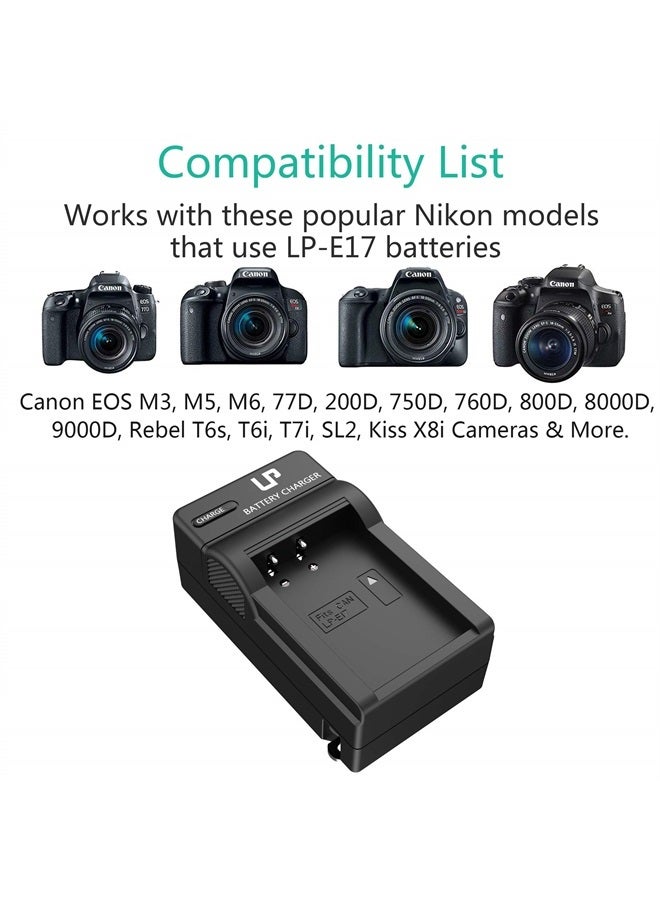 LP E17 Battery Charger, LP Charger Compatible with Canon EOS Rebel T7i, T6i, T6s, SL3, SL2, 77D, 9000D, 8000D, 800D, 760D, 750D, 200D, M6, M5, M3, Kiss X8i DSLR Cameras & More - Image 3