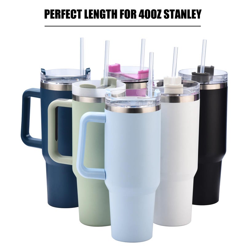 ALINK 12-Pack Reusable Plastic Clear Straws, 13 inch Extra Long Tumbler Straws for Stanley Cups, 1 Gallon, 64 oz 40 oz 32 oz Water Bottles, Plus Cleaning Brush - Image 5