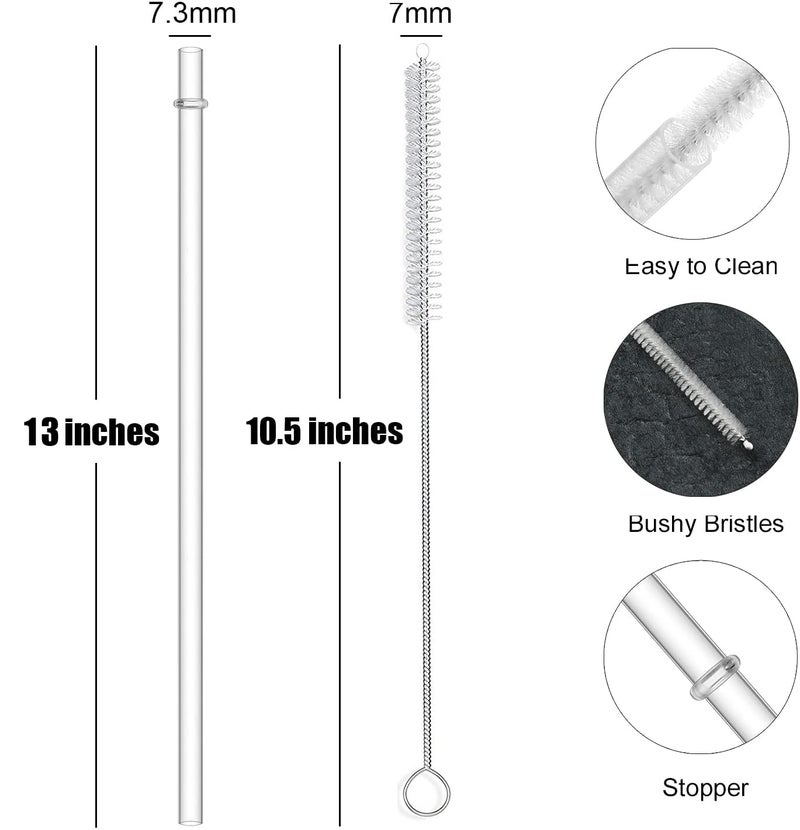 ALINK 12-Pack Reusable Plastic Clear Straws, 13 inch Extra Long Tumbler Straws for Stanley Cups, 1 Gallon, 64 oz 40 oz 32 oz Water Bottles, Plus Cleaning Brush - Image 2