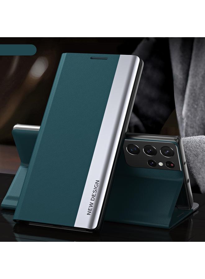 S-TOP Case For Samsung Galaxy S23 Ultra 5G Side Electroplated Adsorption Leather Phone Case - Image 1