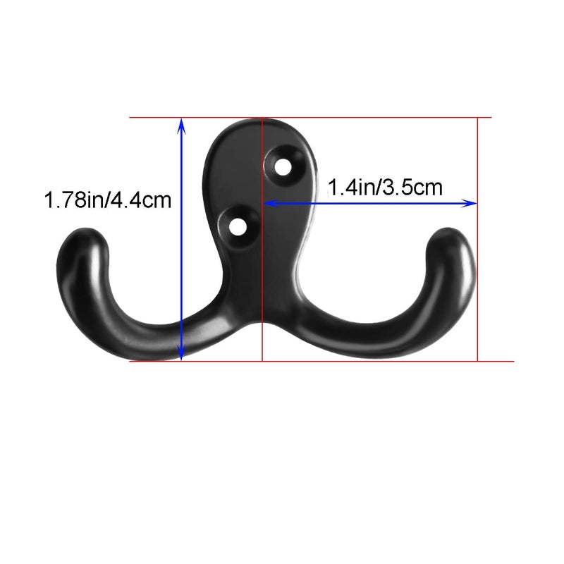 MsBong Coat Hooks Hardware, 10Pcs Wall Hooks Heavy Duty Hooks for Hanging Coats No Rust Double Robe Hook Wall Mounted for Key Towel Bags Cup Hat (Black) - Image 2