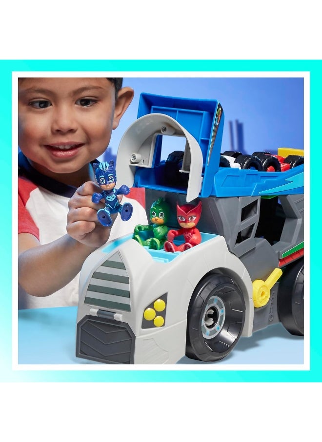 PJMASKS - Power Heroes Hero Hauler Truck Playset with 2 Duo Racer Superhero Toy Cars, Preschool Toys for Kids 3 Years and Up - Image 1
