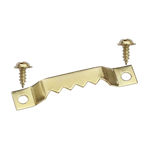 GUSSKER Sawtooth Picture Hangers, 50 pcs Small Picture Hanging Hook, Gold Picture Hangers with Screws Picture Hang Solutions, Picture Hanging Hardware for Paintings, Photos Frame, Artwork, Home Decor, Clock - Image 1