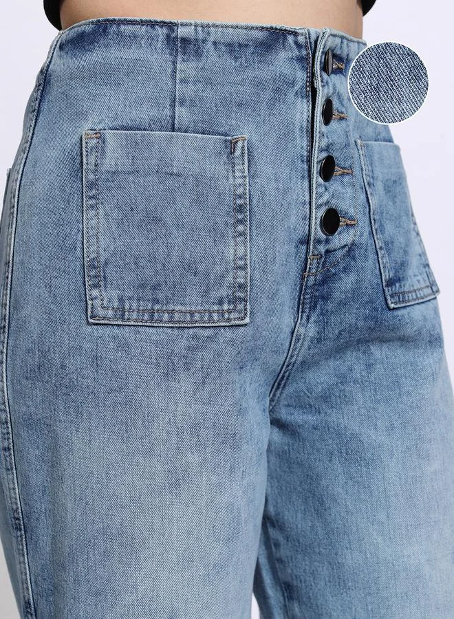 Tokyo Talkies High Rise Straight Fit Faded Jeans by Styli