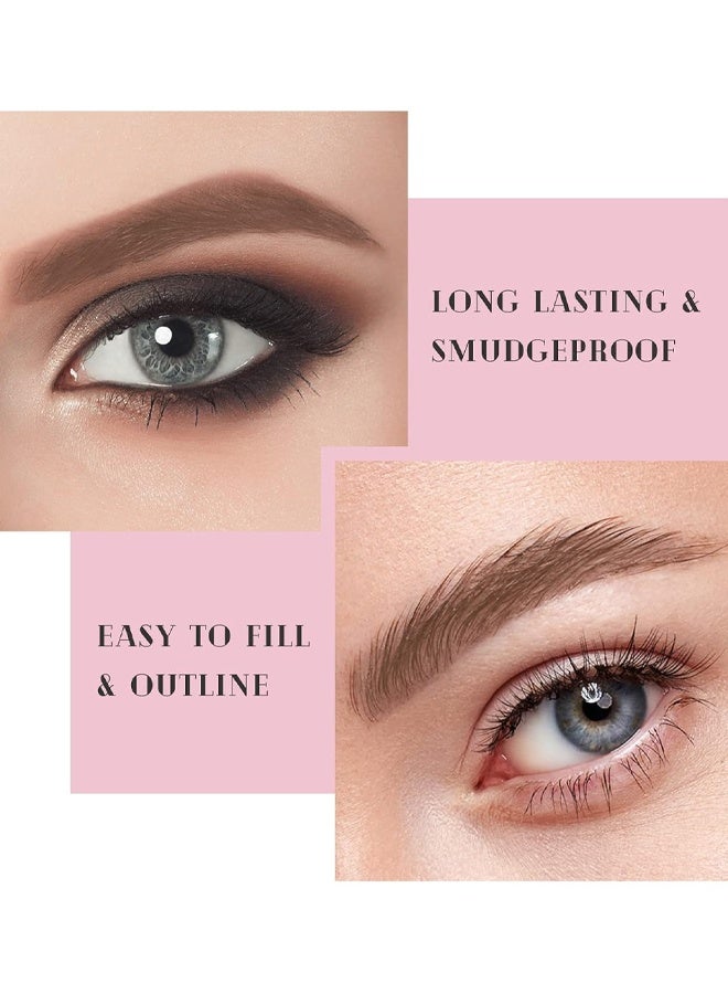 ميوزك فلاور قلم الحواجب المجسم مزدوج الطرف قلم حواجب مقاوم للماء قلم تحسين الحواجب الطبيعي مقاوم للبقع طويل الأمد لمكياج العيون قلم حواجب دقيق #1 بني داكن - Image 5