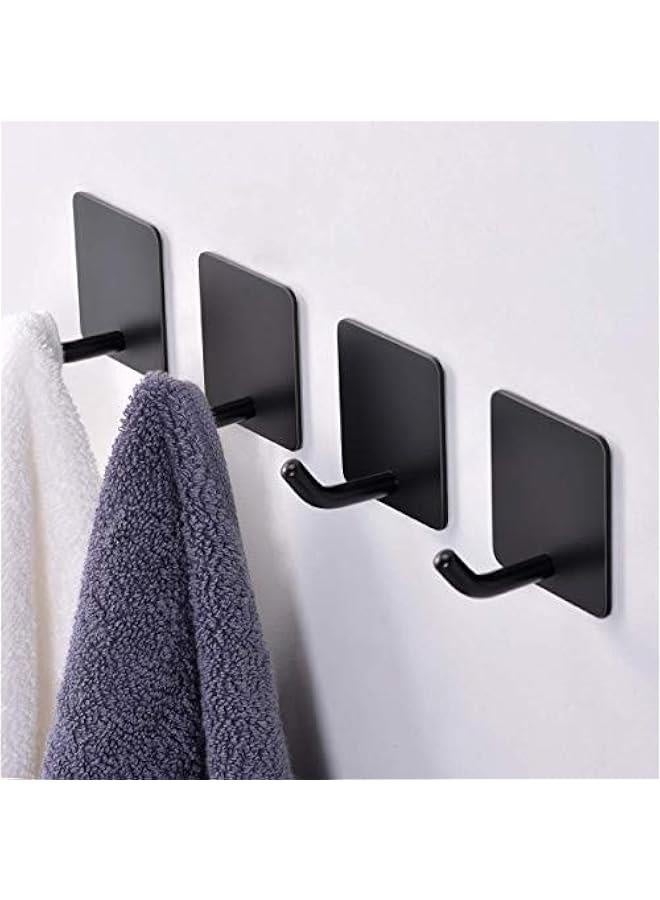Adhesive Hooks,  【4 Pack】 Heavy Duty Durable 304 Stainless Steel Wall Hangers, Waterproof Rustproof Oil Proof for Kitchen, Bathrooms, Doors, Office, Closet-Black - Image 4
