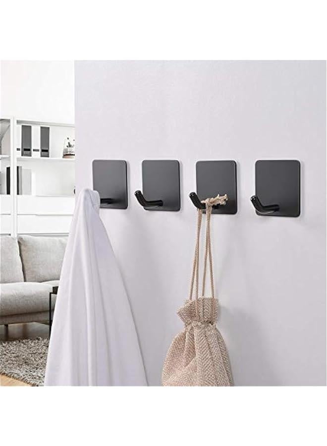 Adhesive Hooks,  【4 Pack】 Heavy Duty Durable 304 Stainless Steel Wall Hangers, Waterproof Rustproof Oil Proof for Kitchen, Bathrooms, Doors, Office, Closet-Black - Image 3