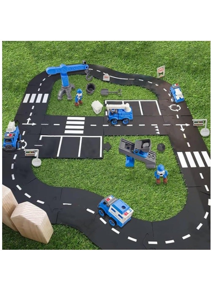UKR 4 Cars Playset - Police Station Toy Set with Traffic Signs | Large Boys Birthday Gift (Police - Blue) | Fun & Engaging Role Play for Kids - Image 5