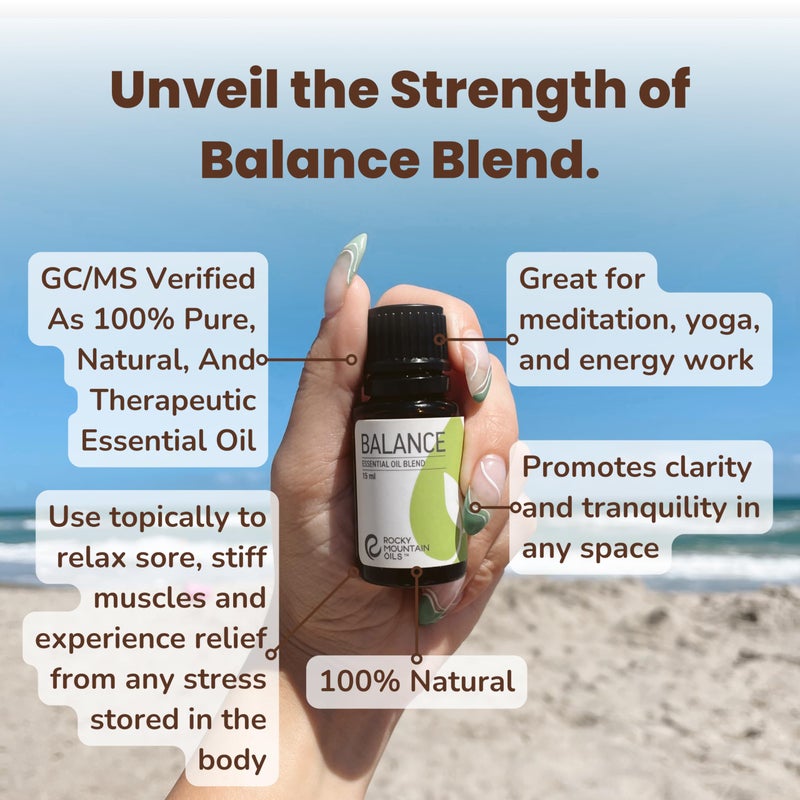 Rocky Mountain Oils Balance Essential Oil Blend 15ml - Pure Aromatherapy Diffuser Oil | Lavender, Lemon, Orange & More | Ideal for Relaxation and Meditation | Perfect for Diffusers and DIY Products - Image 3