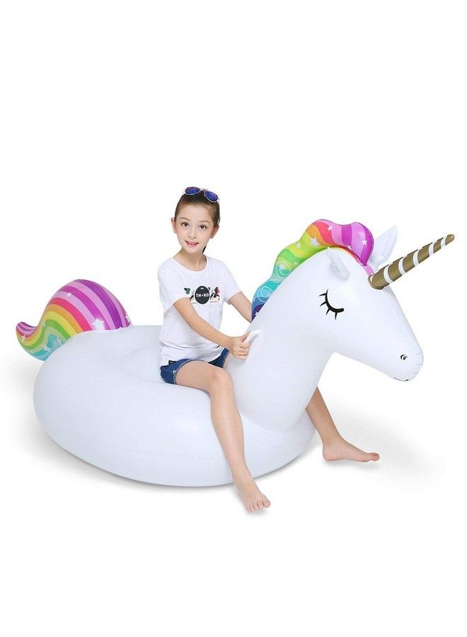 Jasonwell Big Inflatable Unicorn Pool Float Floatie Ride On With Fast Valves Large Rideable Blow Up Summer Beach Swimming Pool Party Lounge Raft Decorations Toys Kids Adults - Image 2