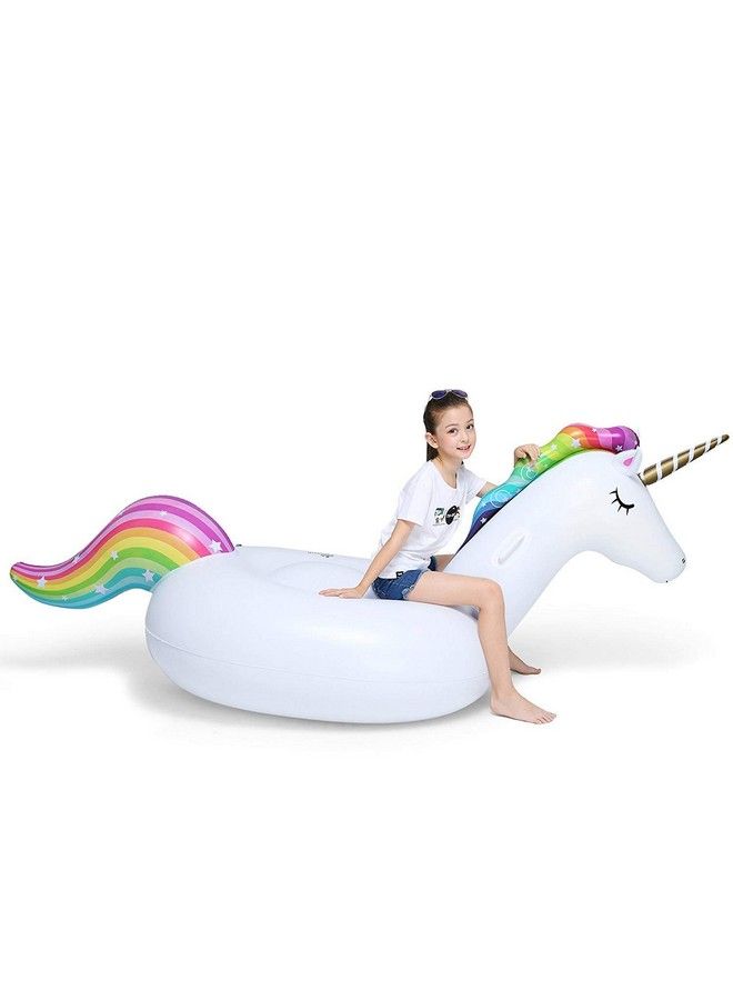 Jasonwell Big Inflatable Unicorn Pool Float Floatie Ride On With Fast Valves Large Rideable Blow Up Summer Beach Swimming Pool Party Lounge Raft Decorations Toys Kids Adults - Image 5