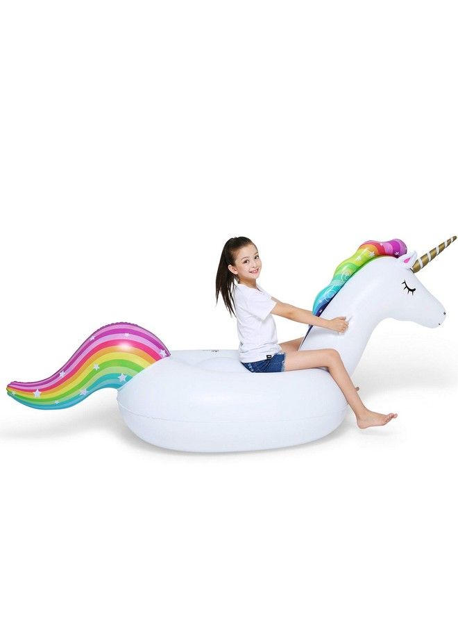 Jasonwell Big Inflatable Unicorn Pool Float Floatie Ride On With Fast Valves Large Rideable Blow Up Summer Beach Swimming Pool Party Lounge Raft Decorations Toys Kids Adults - Image 3