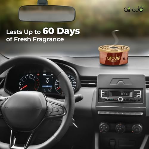 Airodo One Musk Organic Car Perfume, Strong Fiber Air Freshener to Freshen'up Your Car - Car Accessories interior car perfumes and fresheners (50g with 2 Refill) - Image 4