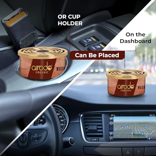 Airodo One Musk Organic Car Perfume, Strong Fiber Air Freshener to Freshen'up Your Car - Car Accessories interior car perfumes and fresheners (50g with 2 Refill) - Image 3
