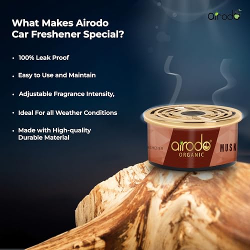 Airodo One Musk Organic Car Perfume, Strong Fiber Air Freshener to Freshen'up Your Car - Car Accessories interior car perfumes and fresheners (50g with 2 Refill) - Image 5