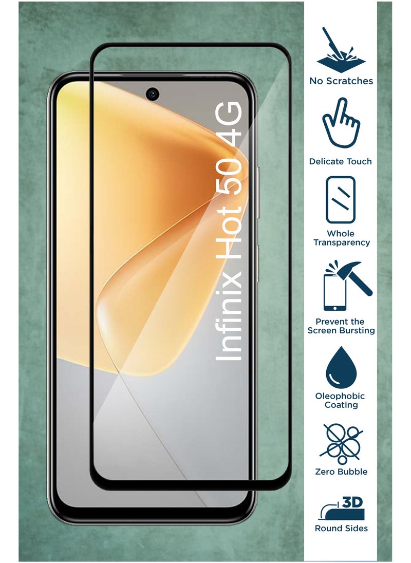 Generic - Generic Glass Screen Protector Tempered Glass For Infinix Hot 50 4G-Black - Image 1
