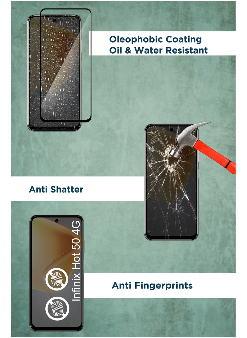 Generic - Generic Glass Screen Protector Tempered Glass For Infinix Hot 50 4G-Black - Image 1