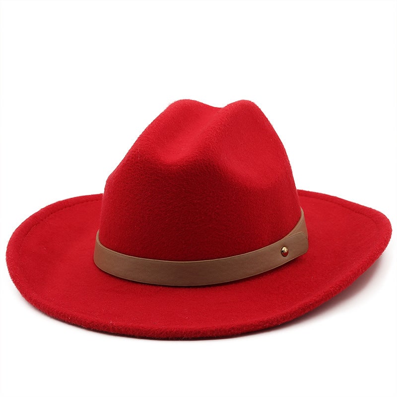 Fedora Hat Unisex  Flat Brim Rolled Edge Winter Hat - Image 3