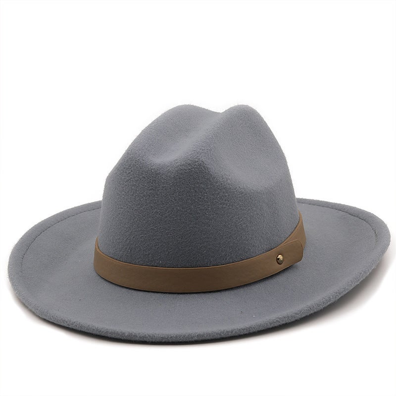 Fedora Hat Unisex  Flat Brim Rolled Edge Winter Hat - Image 1