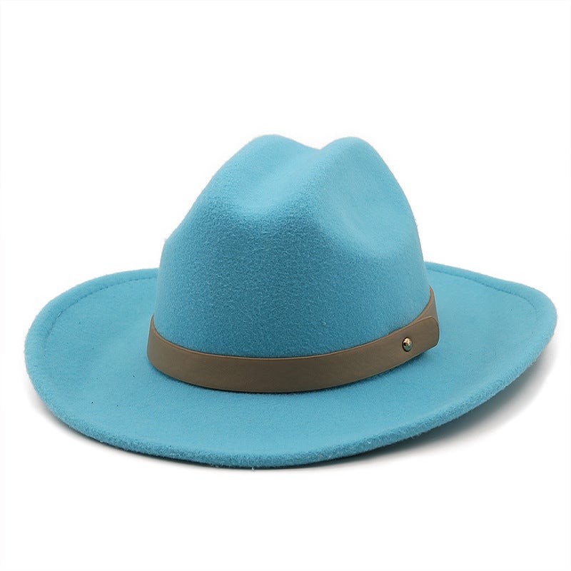 Fedora Hat Unisex  Flat Brim Rolled Edge Winter Hat - Image 2