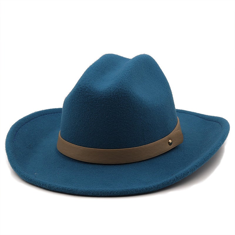 Fedora Hat Unisex  Flat Brim Rolled Edge Winter Hat - Image 4
