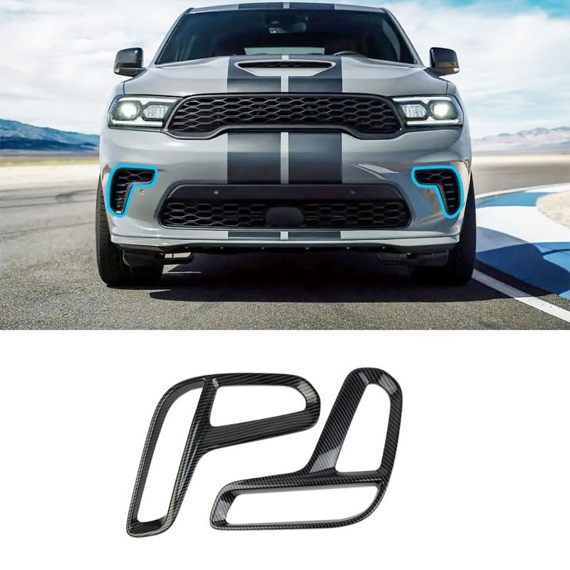 ERIDANUS Auto Accessories Fit For Dodge Durango 2023 2022 2021 2020 2019 2018 2017 2016 2015 Front Fog Light Lamp Cover trim Carbon Fiber Style ABS 2PCS