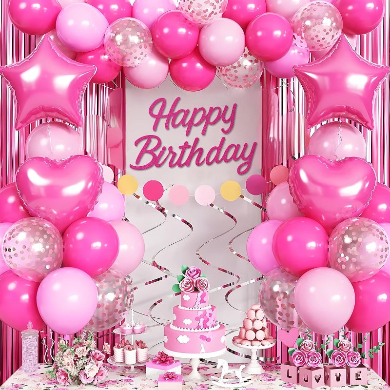 MASTRON Happy Birthday Sign for Backdrop, Glitter Hot Pink 22 X 14 'Happy Birthday' Decal Letters Sticker Balloon Arch Backdrop for Unisex All Ages Men Women Birthday Party Supplies Decorations - Image 5