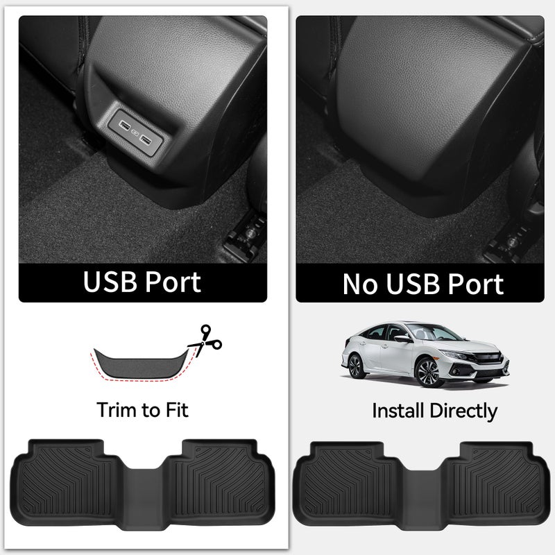 OEDRO Floor Mats Fit for 2026 2025-2022 11th Gen Honda Civic Sedan / 2023-2026 Acura Integra, Custom Fit Gas/Hybrid, All Weather TPE Car Floor Liners Accessories, 1st and 2nd Row with Cargo Liner - Image 2
