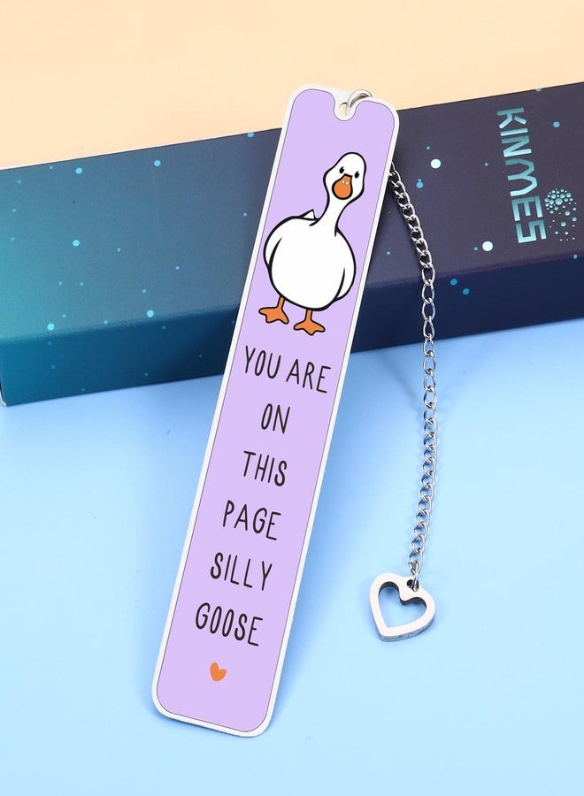KINMES Funny Silly Goose Book Marks for Reading Women Men, Book Lovers Gifts for Women, Purple Metal Bookmark, Book Accessories, Goose Themed Gifts, Christmas Book Club Gifts for Bookish Bookworm Nerd - Image 4