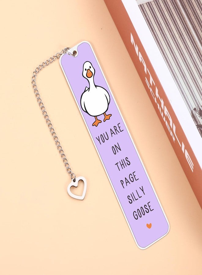 KINMES Funny Silly Goose Book Marks for Reading Women Men, Book Lovers Gifts for Women, Purple Metal Bookmark, Book Accessories, Goose Themed Gifts, Christmas Book Club Gifts for Bookish Bookworm Nerd - Image 3