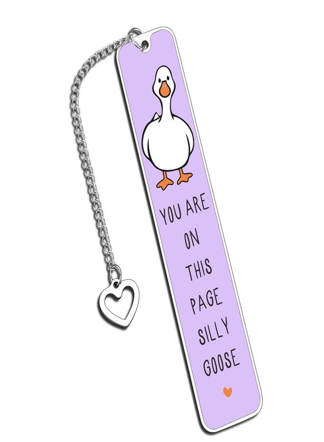 KINMES Funny Silly Goose Book Marks for Reading Women Men, Book Lovers Gifts for Women, Purple Metal Bookmark, Book Accessories, Goose Themed Gifts, Christmas Book Club Gifts for Bookish Bookworm Nerd - Image 1