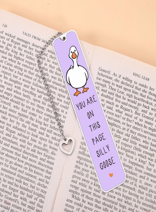 KINMES Funny Silly Goose Book Marks for Reading Women Men, Book Lovers Gifts for Women, Purple Metal Bookmark, Book Accessories, Goose Themed Gifts, Christmas Book Club Gifts for Bookish Bookworm Nerd - Image 2