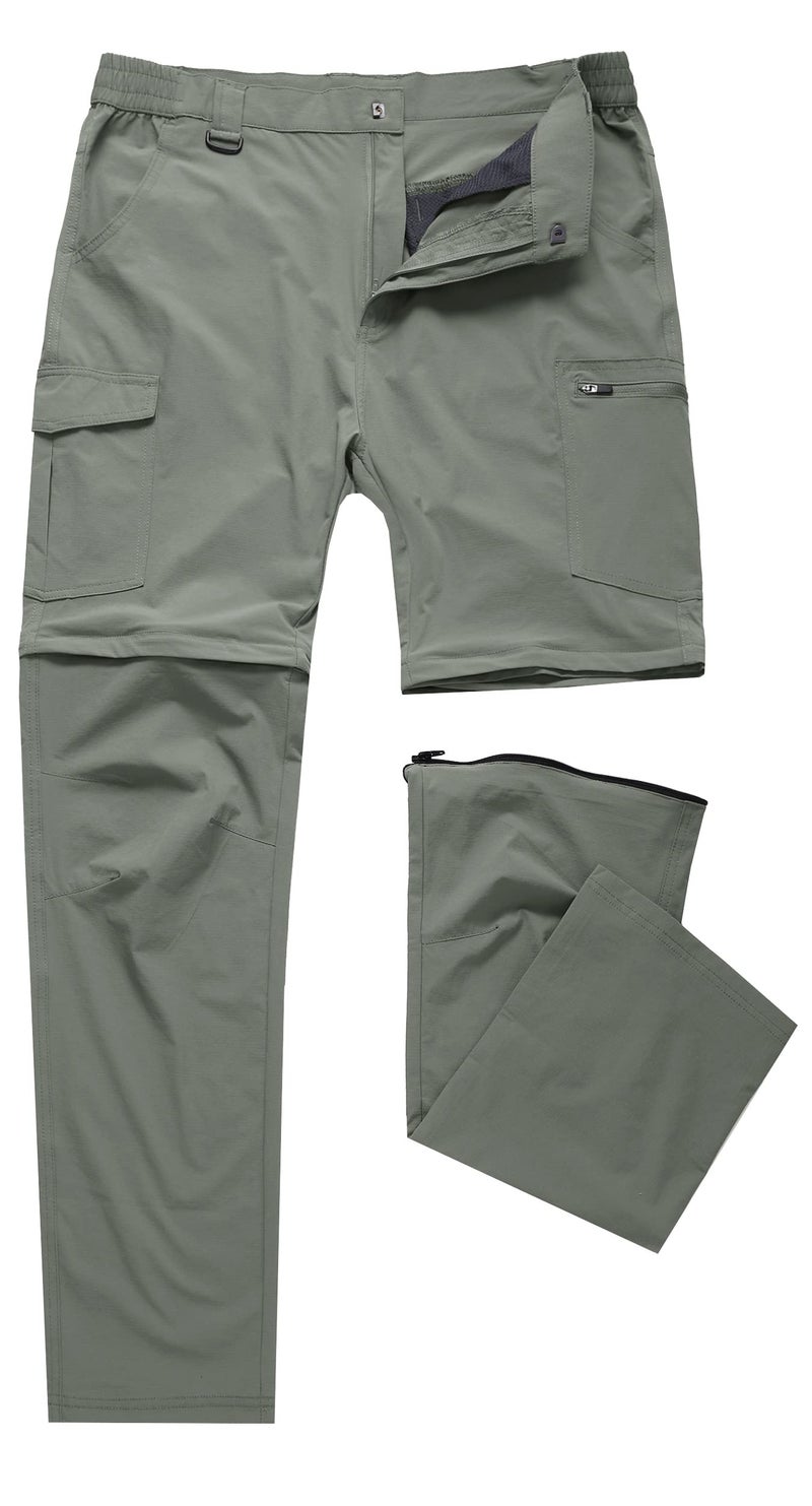 AREOUTS Men's Hiking Pants Convertible Zip Off Lightweight Waterproof Quick Dry Outdoor Fishing Travel Safari Camping Sage Green 36 - Image 2