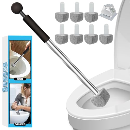 YINGMORE Pumice Stone Toilet Bowl Cleaner Toilet Deep CleaningBathroom Cleaner Brush with Long Handle for Remove Hard Water Stains with Toilet Handle Pumice Stones