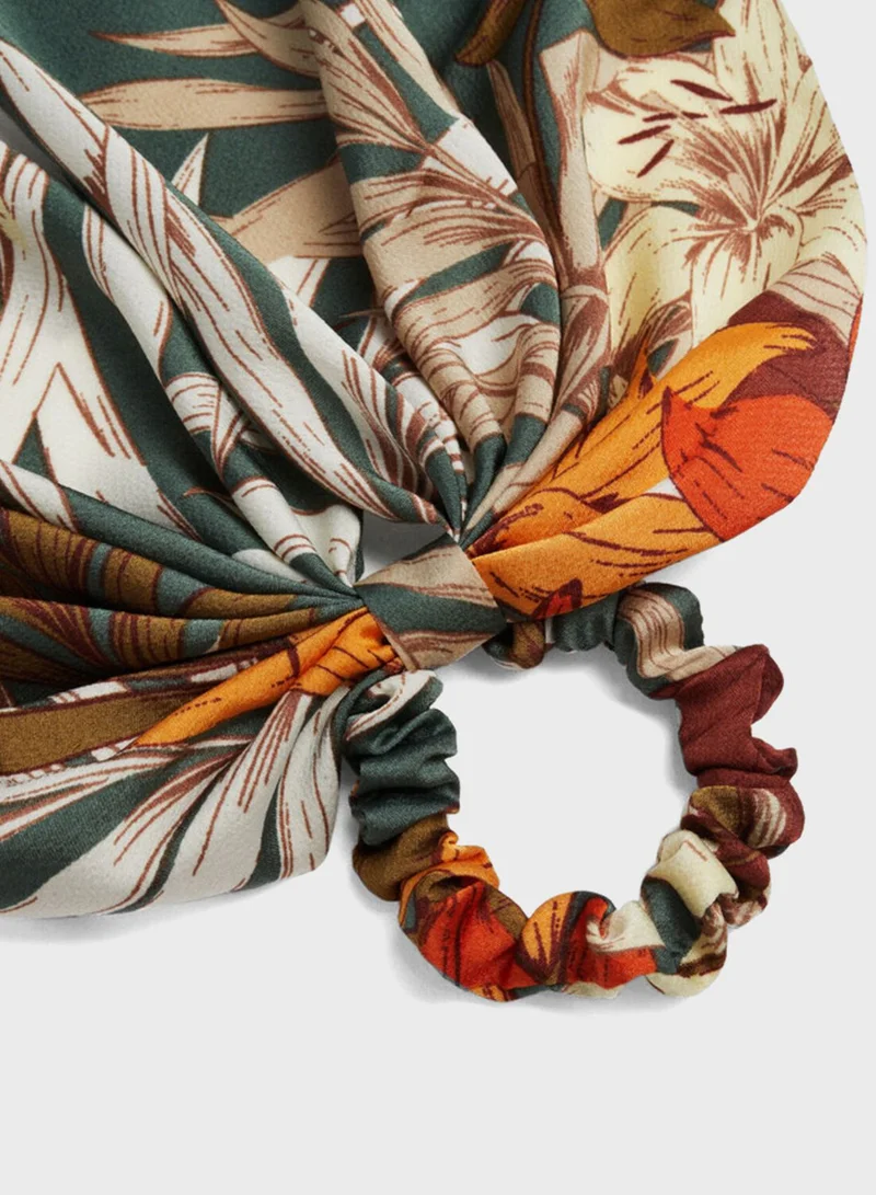 PARFOIS Printed Scrunchie With A Bow