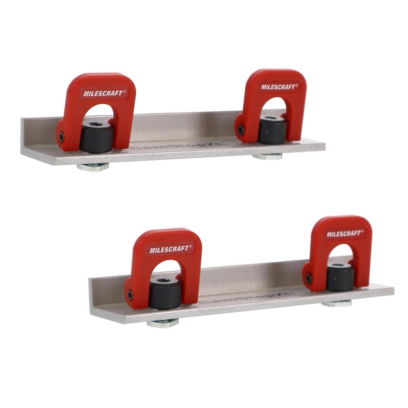 Milescraft 4032 Cam Stops XL 2 Pack Quick Adjust TTrack Long Stops Anodized 578 Long with Cam Lever Low Profile for Boards 34 or Thicker