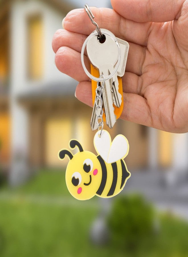 DEARMAMY 24pcs Bee Keychain Charm Funny Backpack Key Chains for Car Decorations Metal Pendant Bee Party Supplies Bag Hanging Decoration - Image 4