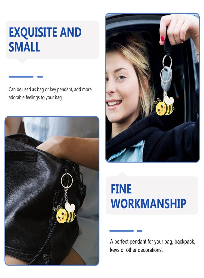 DEARMAMY 24pcs Bee Keychain Charm Funny Backpack Key Chains for Car Decorations Metal Pendant Bee Party Supplies Bag Hanging Decoration - Image 5