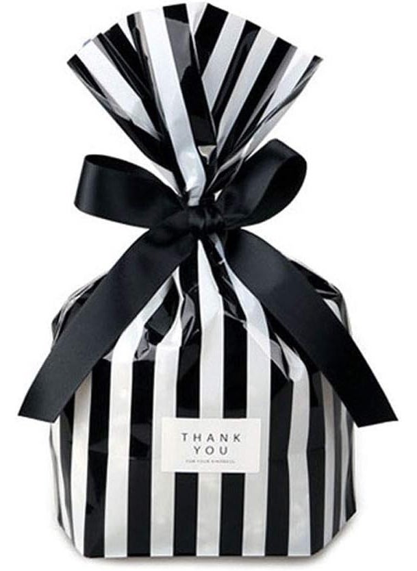 ZOOYOO ZOOYOO Black Stripes Clear Cello Bags Plastic Candy Party Favor cellophane Treat BagsPack of 50  - Image 2