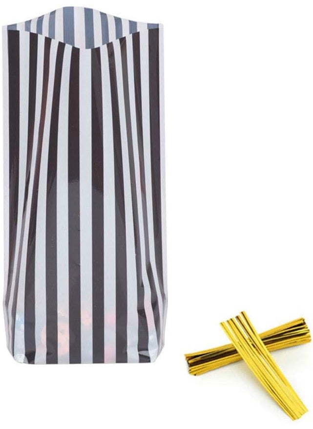 ZOOYOO ZOOYOO Black Stripes Clear Cello Bags Plastic Candy Party Favor cellophane Treat BagsPack of 50  - Image 4