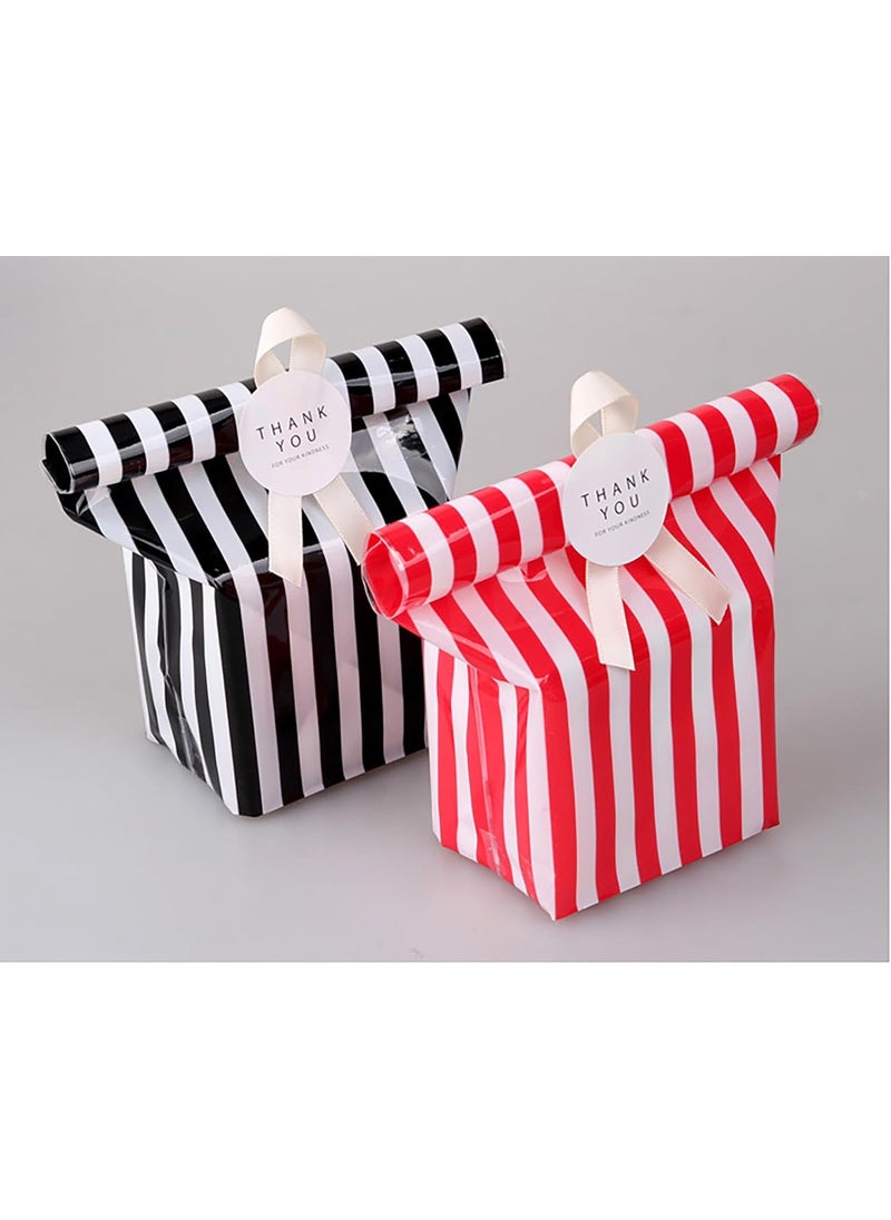 ZOOYOO ZOOYOO Black Stripes Clear Cello Bags Plastic Candy Party Favor cellophane Treat BagsPack of 50  - Image 5