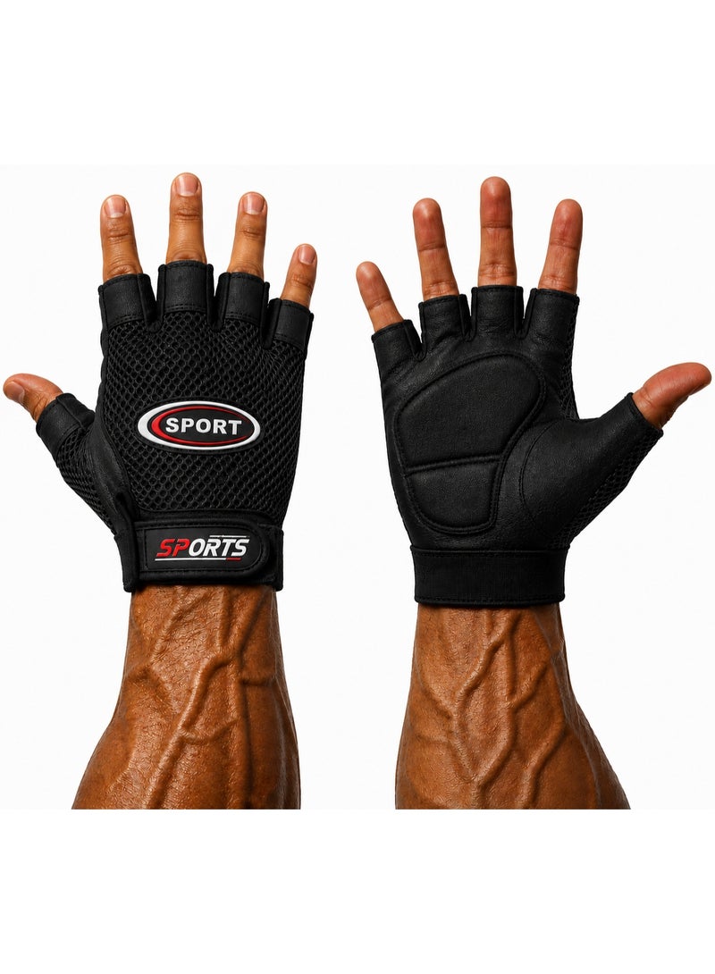 Half-finger sports gloves for the gym, weightlifting, and bodybuilding; padded fitness gloves for comfortable palms; non-slip gloves with wrist support; breathable training gloves for men and women for strength training, CrossFit, and cycling. - Image 1