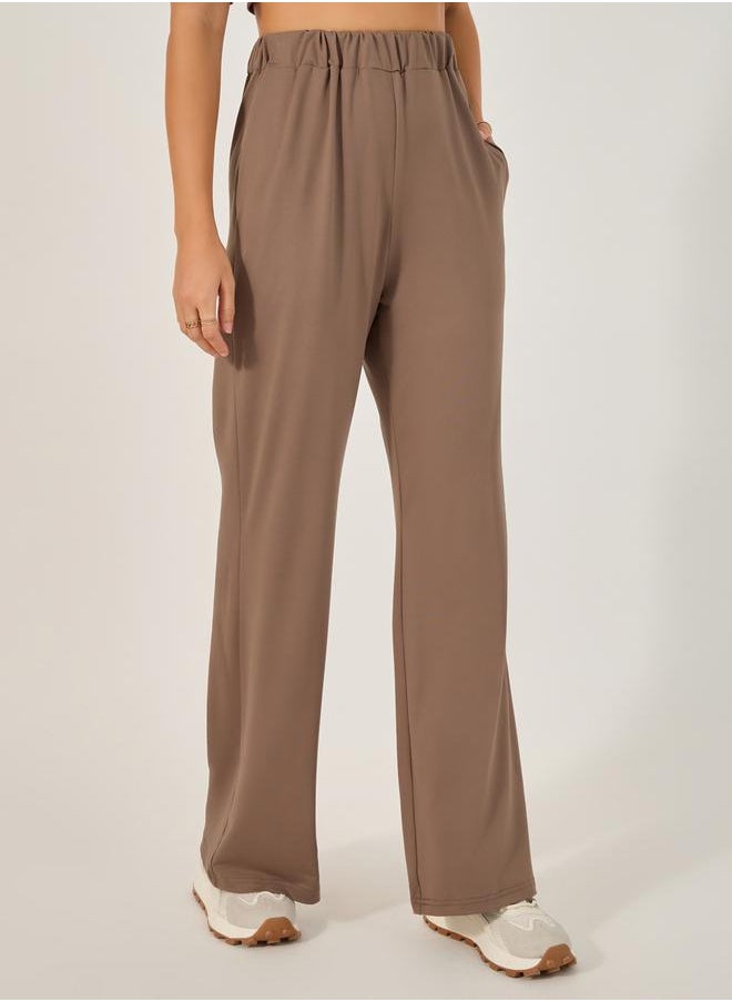 Styli - Solid Wide Leg Pants and Round Neck T-Shirt Set - Image 1