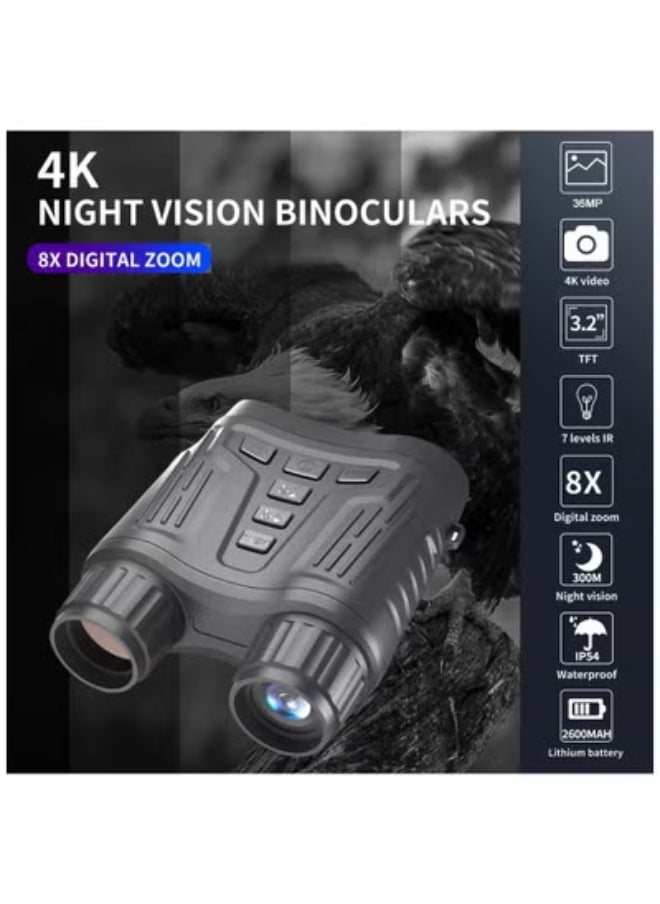 AROAQ Night Vision Goggles 36MP 4K Digital Infrared Night Vision Binoculars 3.2 Inch LCD 250-300M Viewing Range Day Night IR Photos  - Image 1