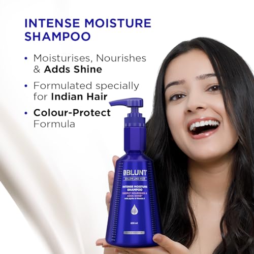 Bblunt Intense Moisture Shampoo with Jojoba and Vitamin E for Dry & Frizzy Hair | Moisturizes & Hydrates | Adds Shine | For Men & Women | 650 ml - Image 3