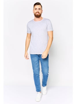 DeFacto Men Crew Neck Short Sleeves Heather T-Shirt, Grey  - Image 2