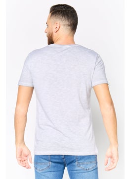 DeFacto Men Crew Neck Short Sleeves Heather T-Shirt, Grey  - Image 4