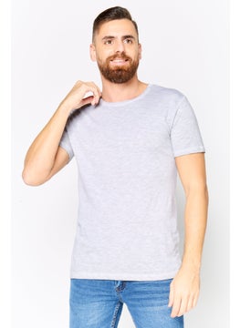 DeFacto Men Crew Neck Short Sleeves Heather T-Shirt, Grey  - Image 1