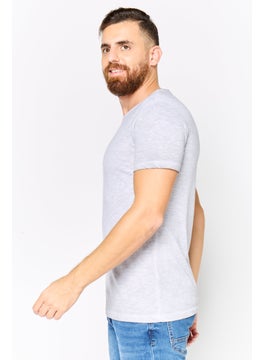 DeFacto Men Crew Neck Short Sleeves Heather T-Shirt, Grey  - Image 3